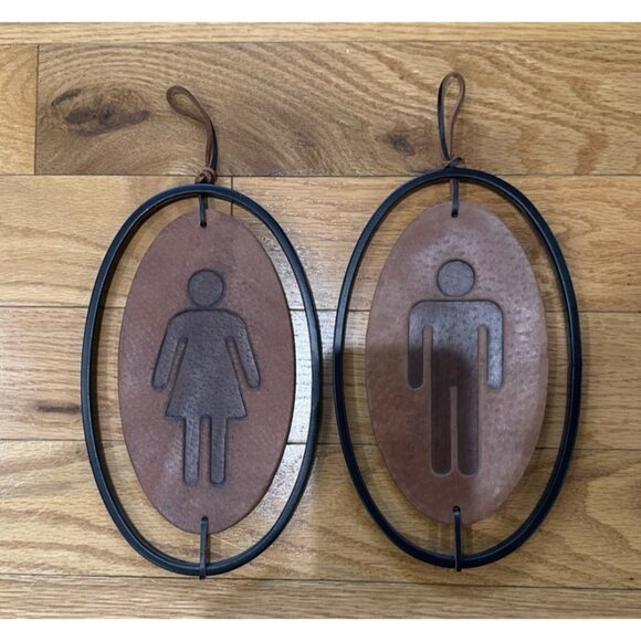 Woman And Man Leather Punched Handcrafted Signs - Picture 5 of 5